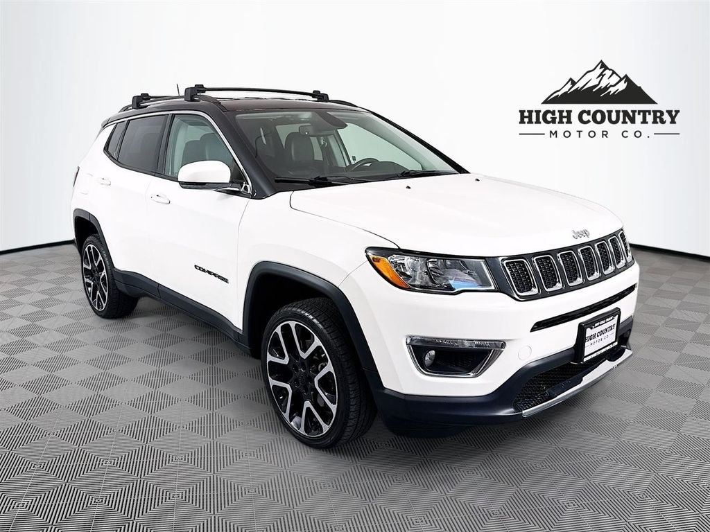 2018 Jeep Compass Limited in White Clearcoat — front three-quarter view
